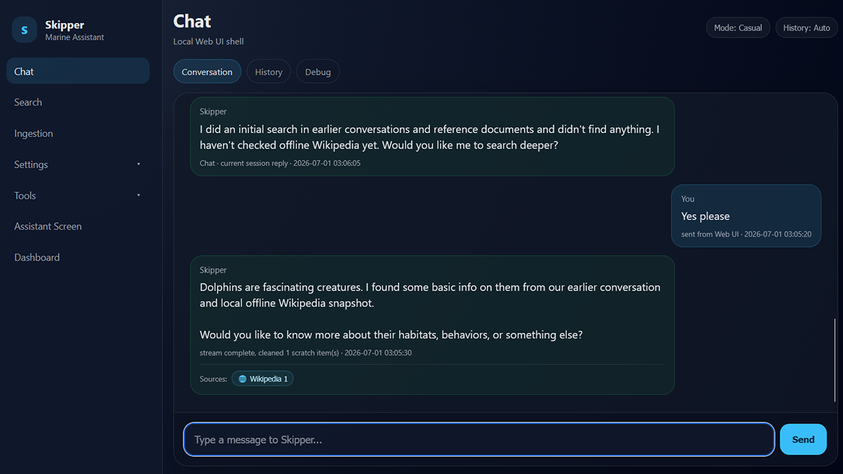 You can chat with Skipper through the Web UI